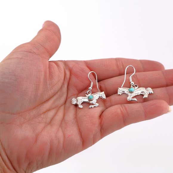 Native American‎ Women's Blue Turquoise Horse Earrings Navajo Jewelry*** - Picture 4 of 10